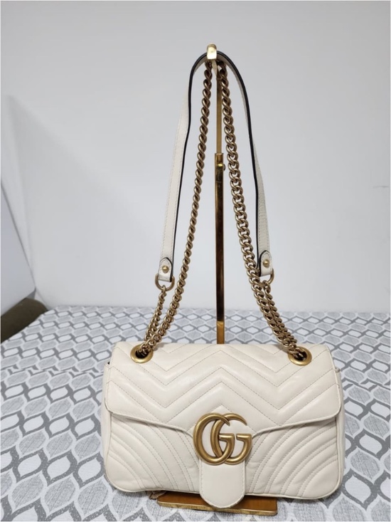 Gucci Handbags - Authentic GUCCI Calfskin Matelasse Medium GG Marmont Shoulder Bag Cream